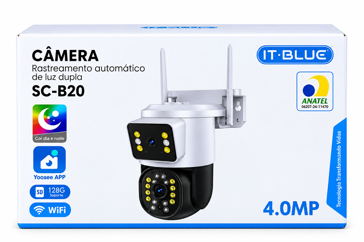 Câmera de Segurança Inteligente WiFi IT-BLUE SC-B20